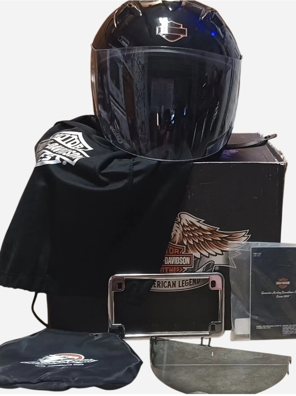 Harley-Davidson Black Full-Face Motorcycle Helmet with Accessories